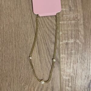 Emberly Gold Chain Necklace with Round Pearl Accents